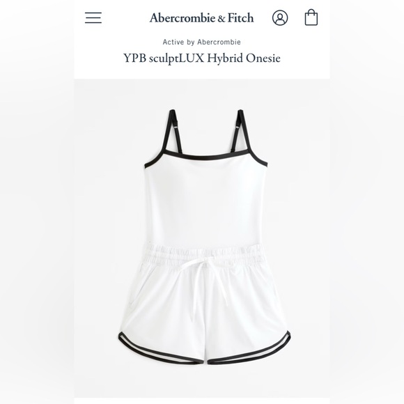 Abercrombie YPB White and Black Trim Activewear Romper - Picture 2 of 11